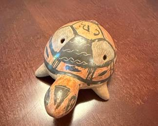 Mexican Folk Art Pottery Turtle Ocarina