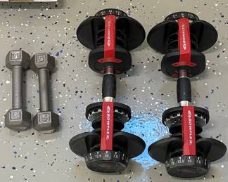 Bowflex SelectTech 552 Adjustable Dumbbell Set and 5lb Hex Dumbbells