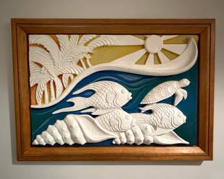 Renato 1990 Tropical Bas-Relief Plaque