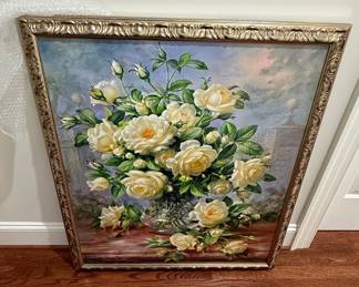 Albert Williams 'Princess Diana Roses in a Cut Glass Vase' Decorative Print