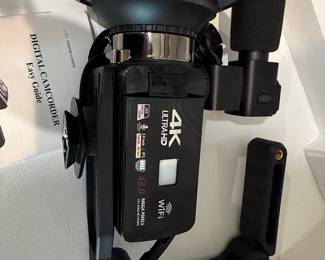 Generic 4K Ultra HD Digital Camcorder with External Microphone and Stabilizer Handle