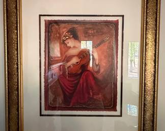 Charles Lee 'Guitar Serenade' Signed Mixed Media Print