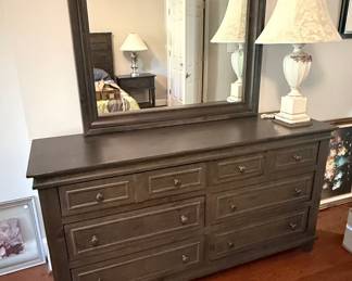 Modern Farmhouse Nine-Drawer Dresser with Mirror