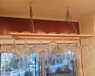 Hanging wood wine glass holder 25.00