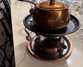 Vintage Stöckli Netstal Swiss Copper Fondue Set