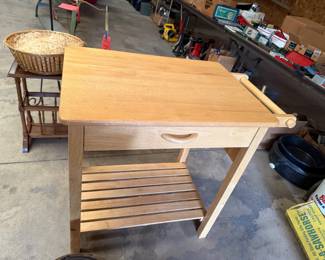 Butcher Block Cart with Handle and Knife Holder