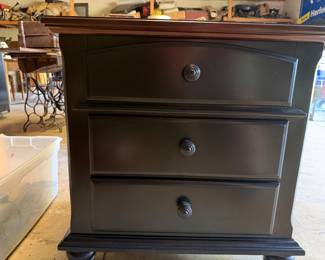 Black with Mahogany Top Nightstand