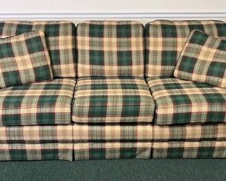 LaZBoy Traditional Plaid Upholstered Sofa with Matching Pillows