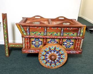 Wooden Ox Cart Bar and Drinks Cabinet, Vintage