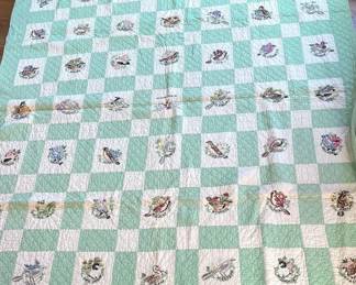 Hand Embroidered State Bird Quilt