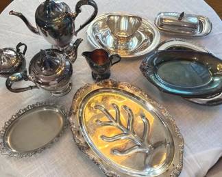 Silver Plate Lot with Gorham Tea Set