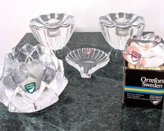 Orrefors Crystal Candle Holders and More
