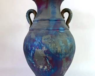 Raku Glaze 17 TwoHandled Pottery Vase