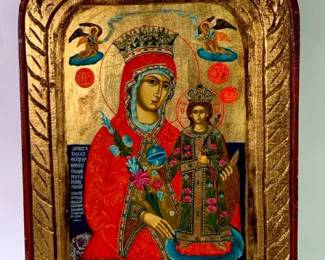 Byzantine Style Gold and Wood Icon Reproduction