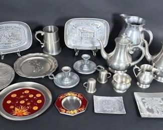 Vintage Pewter Collection Teapots, Pitchers, Trays Decorative Accessories
