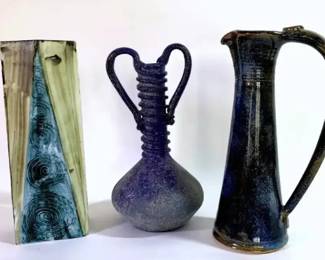 Carn Pottery Vase, Acacia Mallorcan and Poterie Agny French Vase
