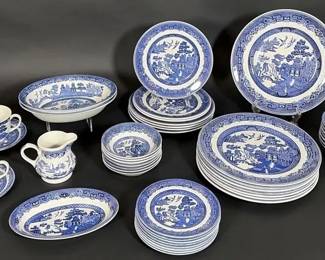 Johnson Brother Blue Willow China Dinnerware Collection Plates, Bowls Serving Pieces