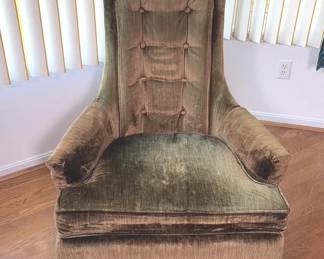 Vintage HighBack Tufted Upholstered Armchair Olive