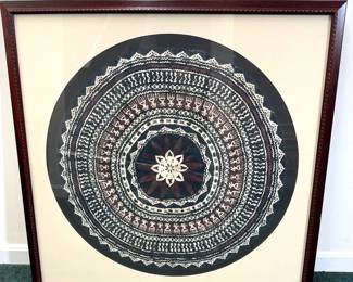 Framed Textile Artwork in Earth Tones