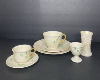 Vintage Belleek Shamrock Pattern Porcelain