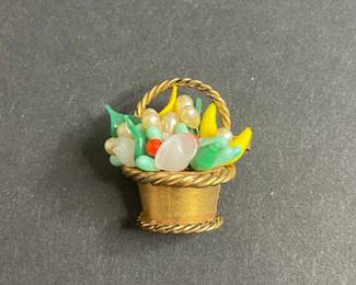 Vintage Fruit Basket Brooch