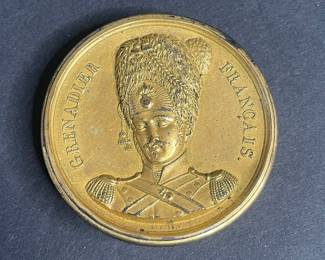 Napoleonic Era Grenadier Français Brass Medal Box