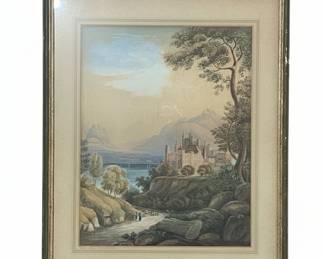 Vintage Castle Landscape Print