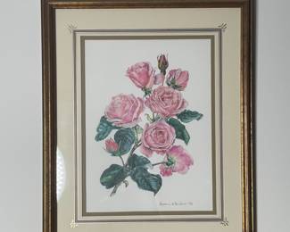 The Queen Elizabeth Rose Lithograph by Rosanne Sanders with COA