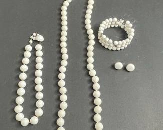 Vintage Milk Glass Bead Jewelry Collection