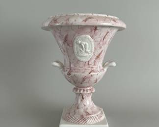 Vintage Faux Marble Urn with Classical Cameo