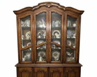 French Provincial Oak China Cabinet