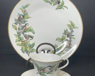 Boehm Chickadees and Holly Fine Bone Porcelain