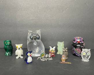 Collection of Decorative Owl Figurines