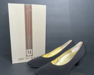 Vintage Bruno Magli Black Satin Pumps