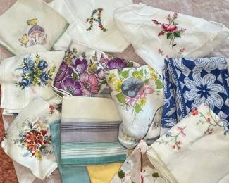 Vintage Embroidered and Printed Handkerchiefs