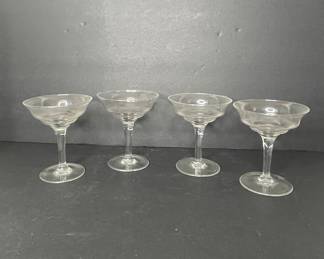 Vintage Clear Glass Champagne Coupes