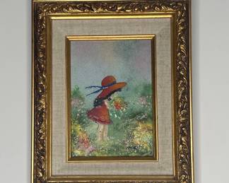 Vintage Louis Cardin Enamel on Copper Painting