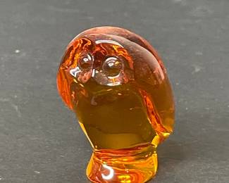 Baccarat Amber Glass Owl Figurine