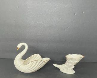 Lenox Porcelain Swan and Cornucopia Dishes