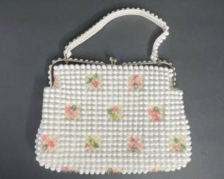 Vintage 1950s Grandee Bead Floral Handbag