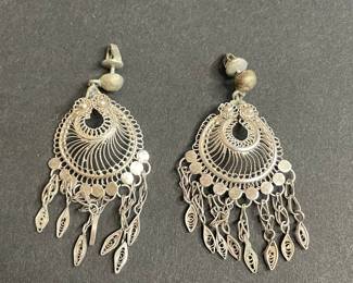 Vintage Sterling Silver Filigree Earrings