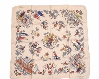 Vintage Queen Elizabeth II Coronation Souvenir Scarf by Thirkell
