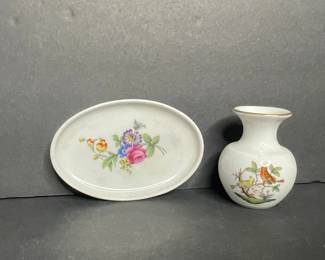 Herend Porcelain Vase and Rosenthal Porcelain Dish