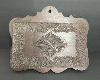Vintage Chip-Carved Wood Wall Pocket