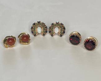 Vintage 14k Gold Gemstone Earrings