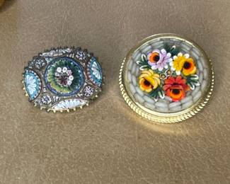 Vintage Italian Micro Mosaic Brooches