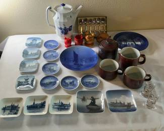 Lot 43: Assorted Danish Decorative Porcelain Plates, Dishes, and Ceramic Serveware