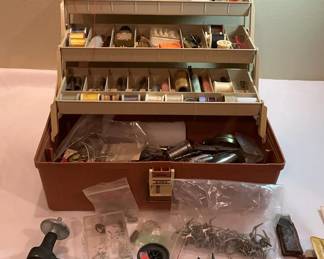 Lot 10: Plano Tackle Box with Fishing Fly Tying Tools and Supplies