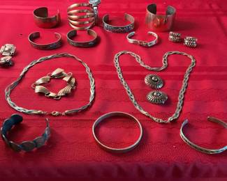 Lot 73: Assorted Vintage Metal Bracelets and Necklaces