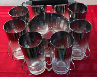 Lot 59: Silver Fade MCM tumblers with Chrome ice-bucket and caddy.